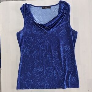 The Limited Blue Floral Cowl Tank